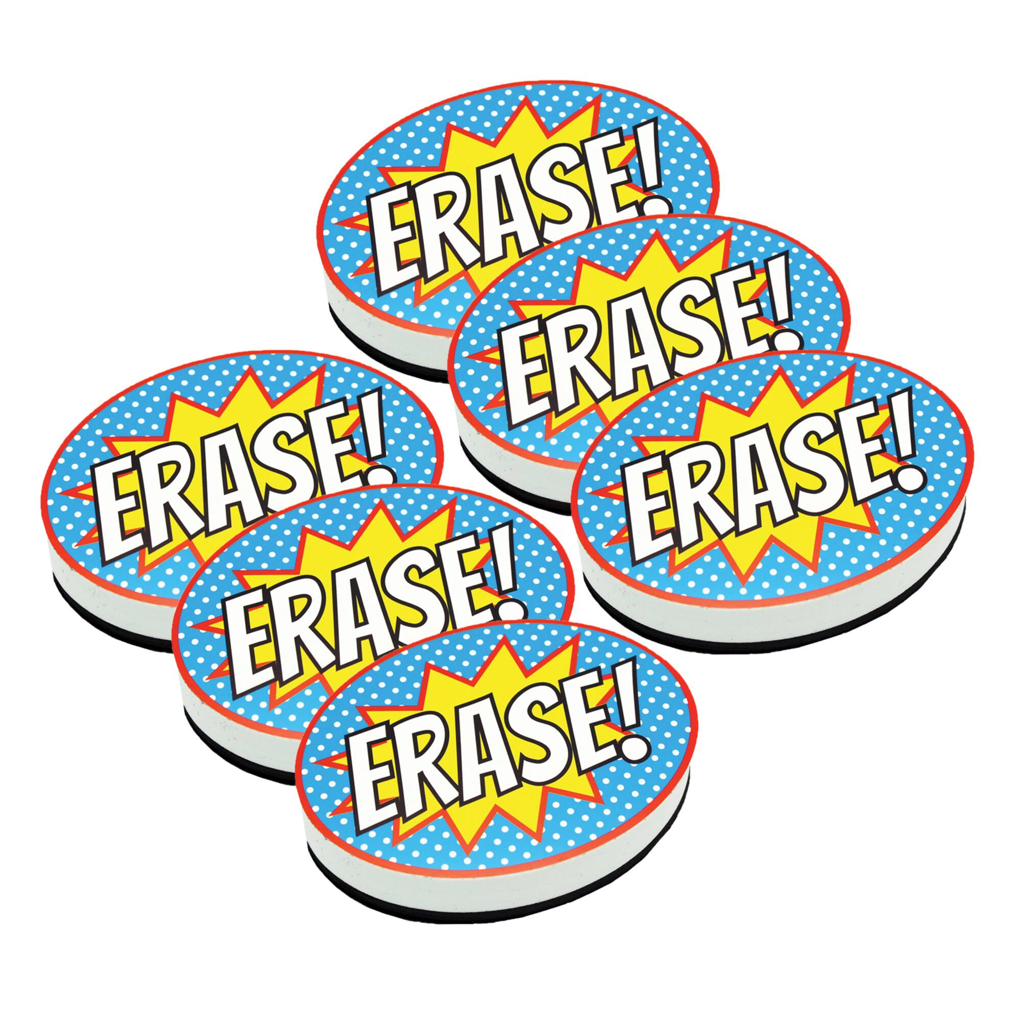 Ashley Productions Superhero Erase! Magnetic Whiteboard Eraser, 6ct.